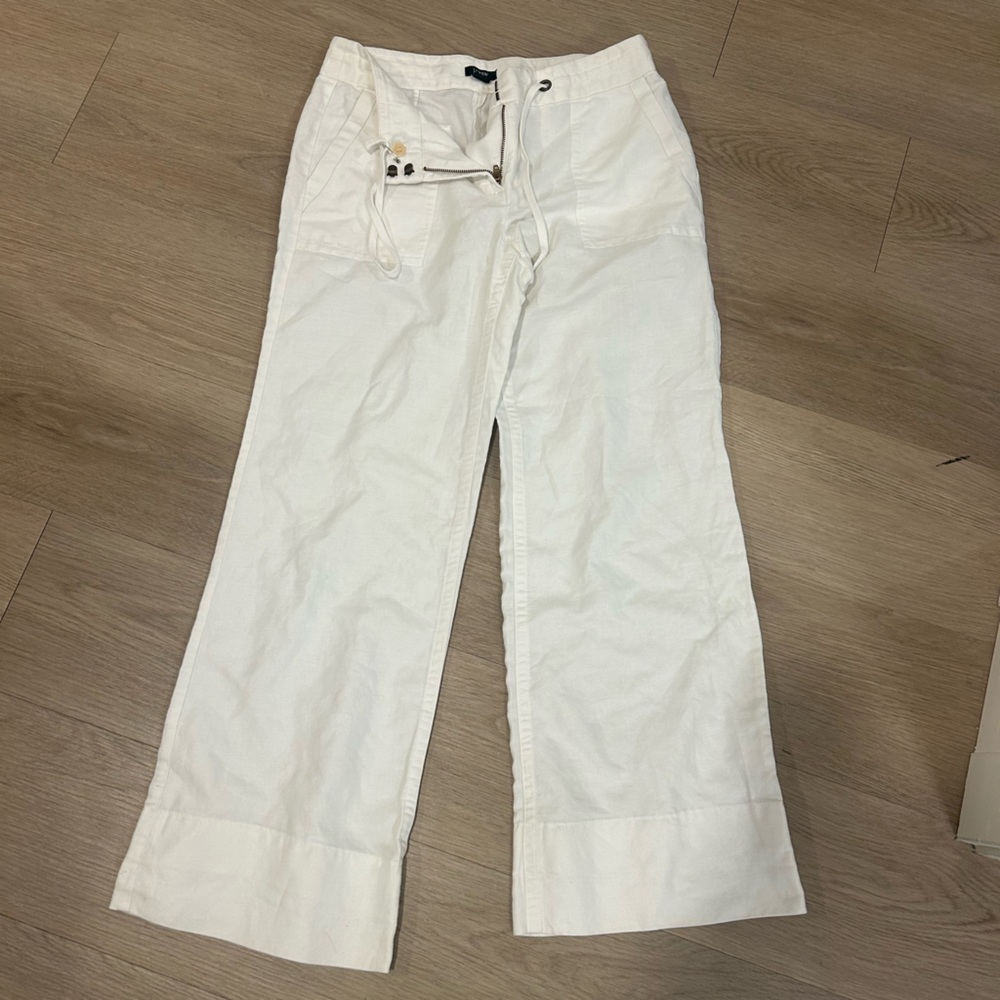 J. Crew White Wide Leg Pants
